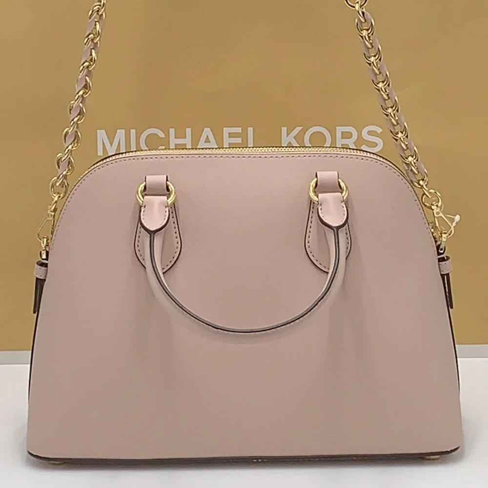 MICHAEL KORS VERONICA MEDIUM DOME Saffiano Leather SATCHEL SOFT PINK COL…